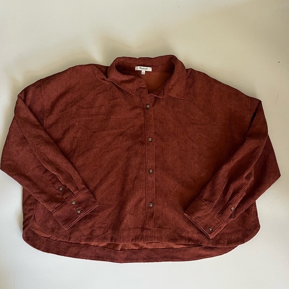 Madewell Corduroy Hartfield Button Down Collar Crop Shirt - Picture 3 of 10